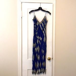 Vintage 100% silk hand beaded cocktail gown
